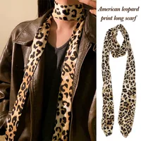 American Leopard Print Long Scarf Women Retro Tie Multifunction Hair Band Bags Handle Decoration Long Scarfs Fashion Accessories 2