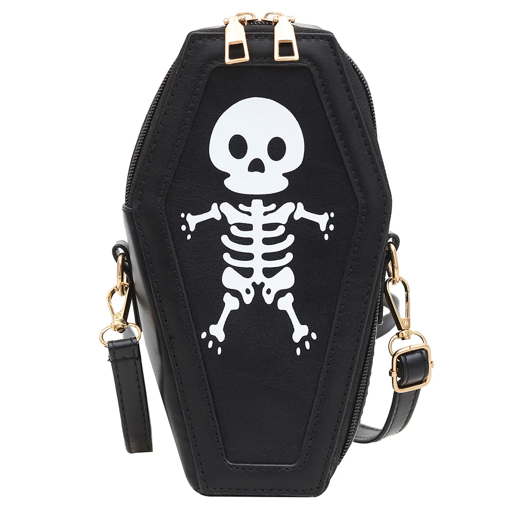 Gothic PU Leather Crossbody Bag for Women Skull Print