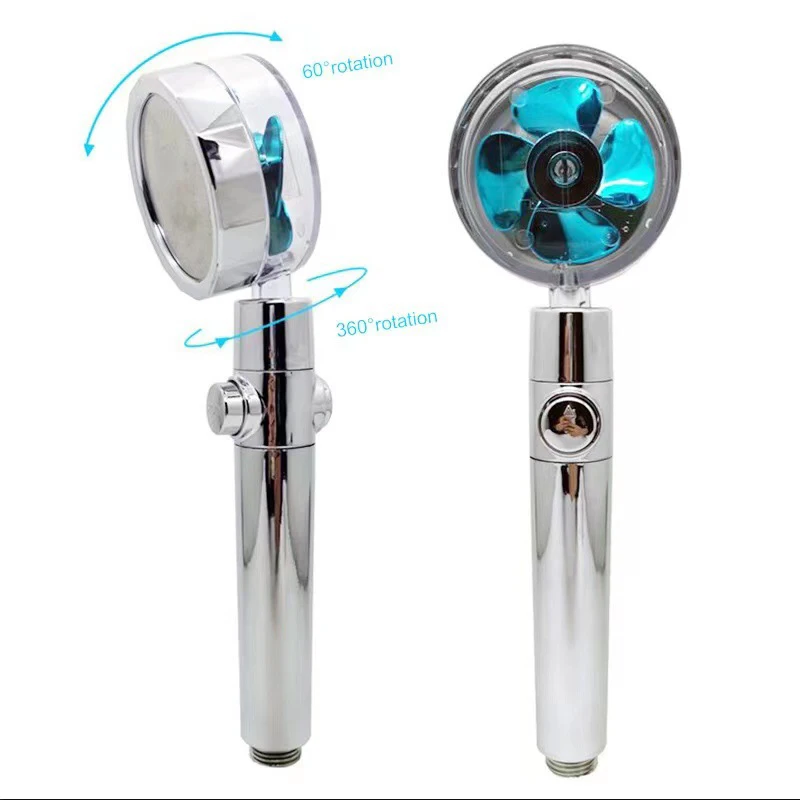 

New 360 Degrees Turbo Rotated Fan Shower Head High Pressure Fan Rainfall Water Saving Filters Shower Rotating Nozzle Bathroom A