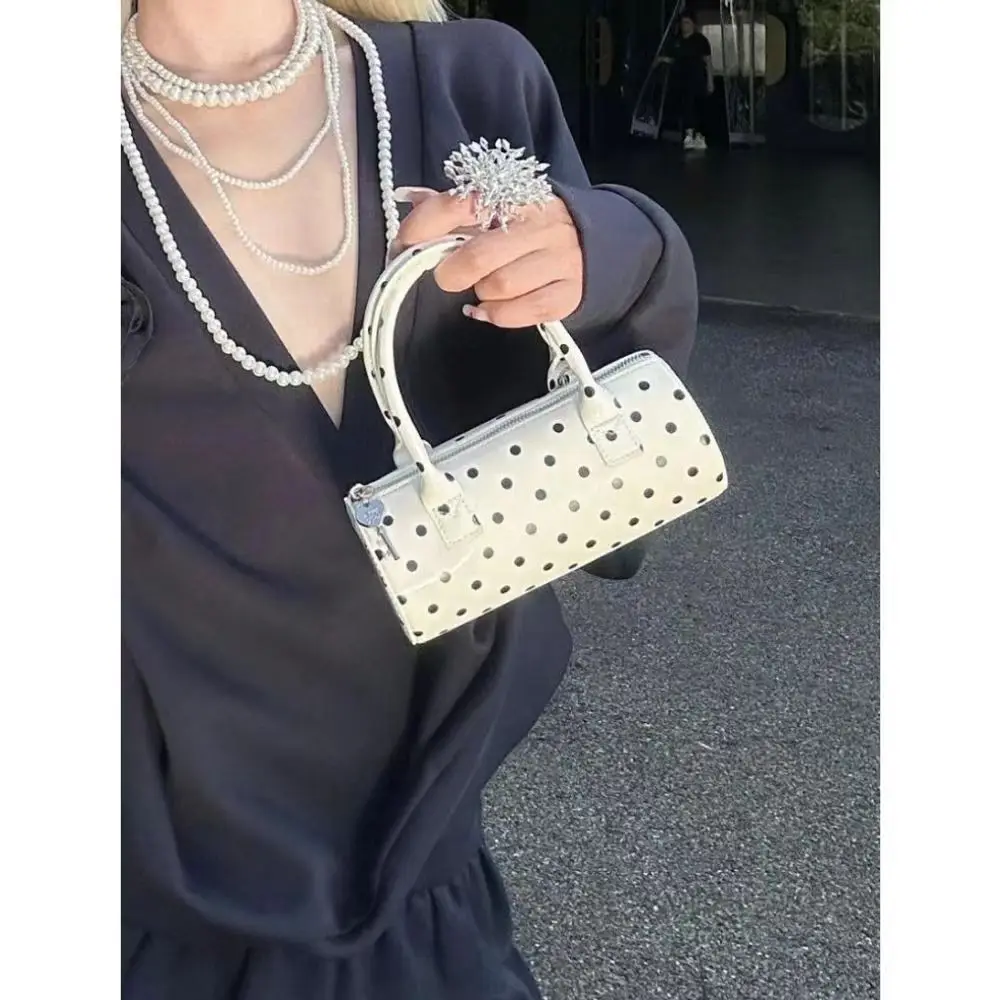 JIAERDI Harajuku Dot Handle Messenger Bag Wallet Women New Leather Casual Crossbody Bags Ladies Sweet Cylinder Y2k Hand Bag 2025