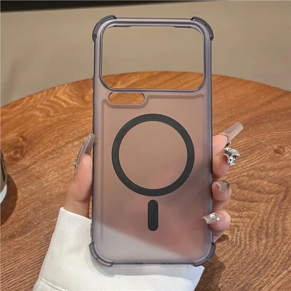 Trendy Matte Soft Frosted Clear Magnetic Shockproof Phone Case with Four-Corner Protection