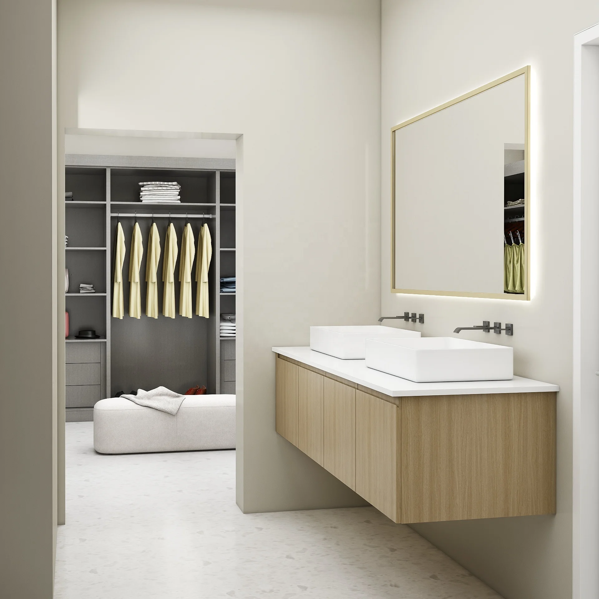 Simple Design Wall Mounted Bathroom Vanity With Double Sink Bathroom Vanity Modern Set
