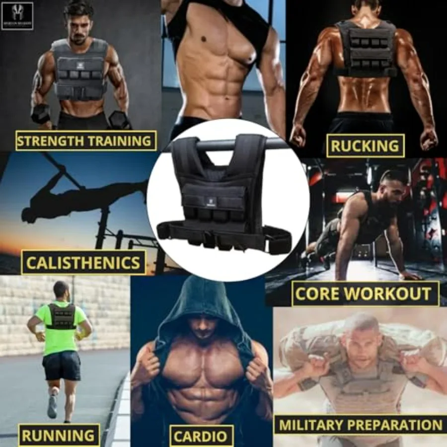 40 lb Weighted Vest - Adjustable Weighted Vest 40 lbs with iron weights. Tone fitness 40 pound weighted vest for men, for women