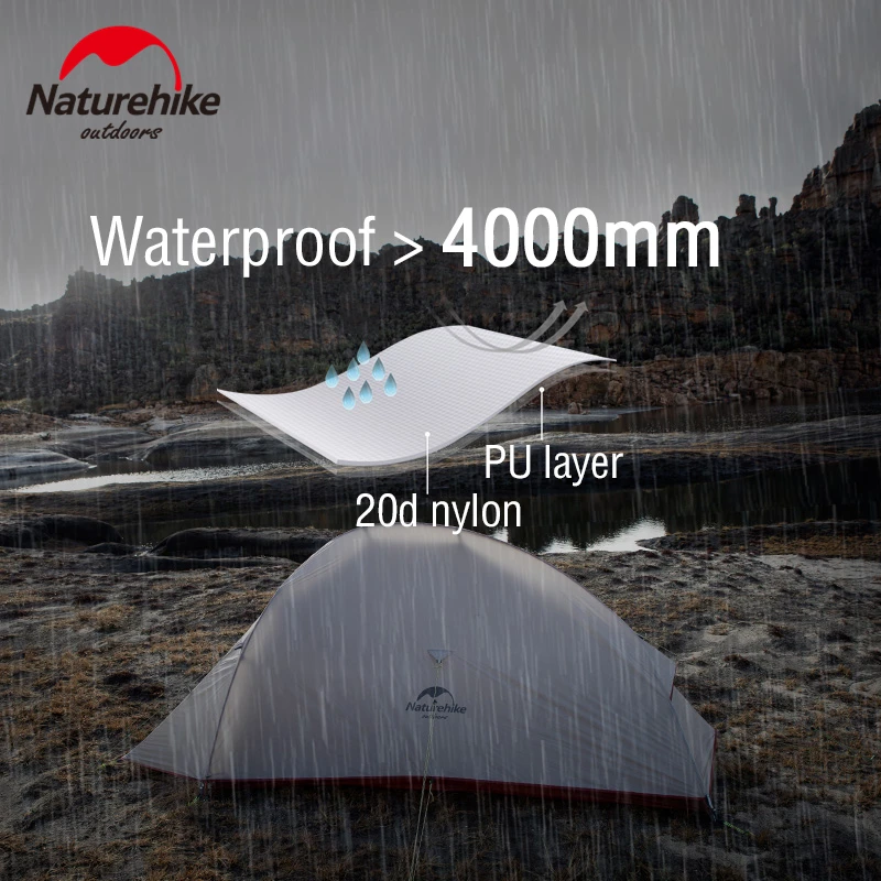 Naturehike Cloud Up Series 1 2 3 Person Ultralight Hiking Camping Tent 20D Outdoor Family Beach Waterproof Backpacking Tents