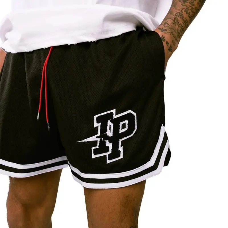 New summer fashion men's shorts patchwork embroidered casual quarter pants IP letter mesh quick drying sweatpants