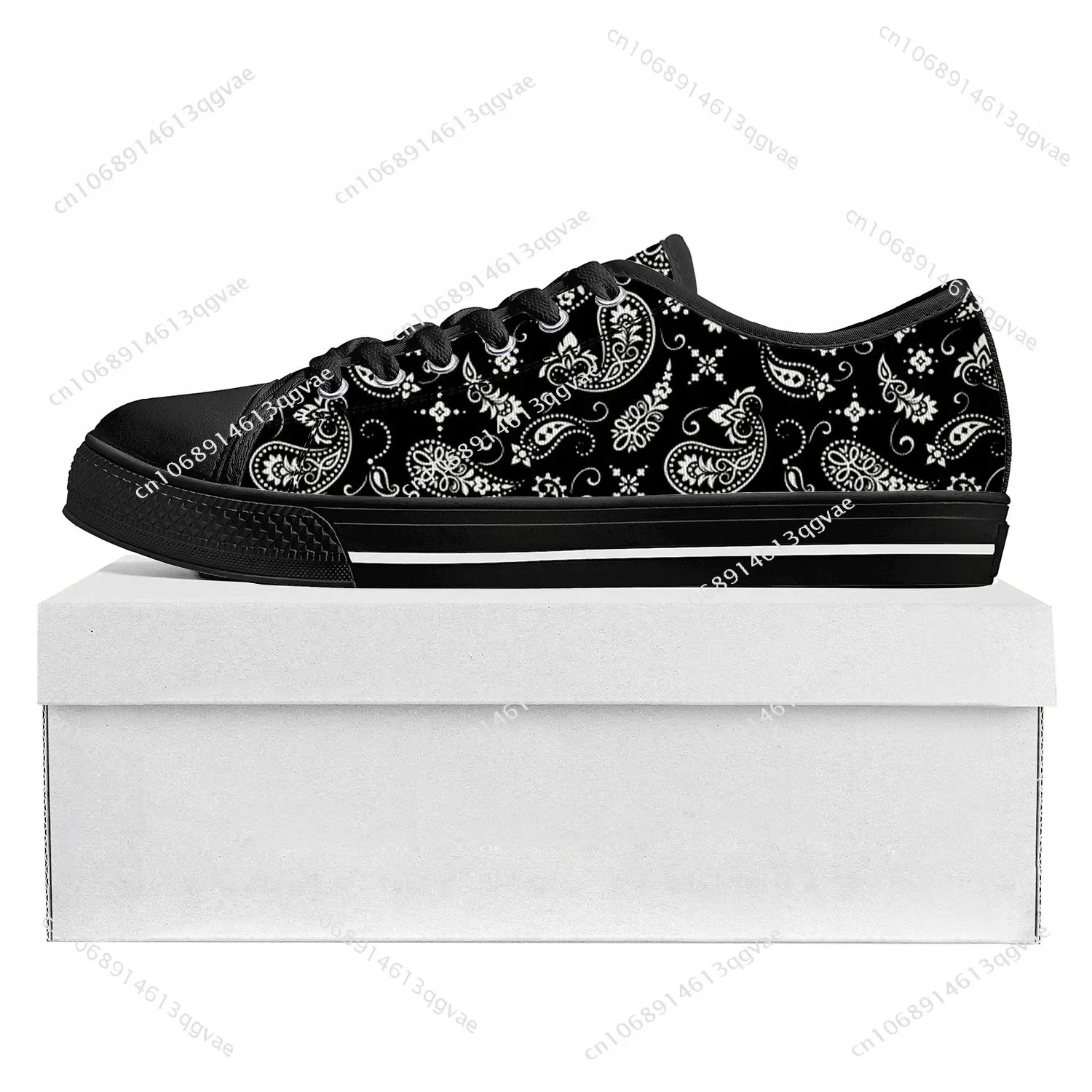 Paisley Print Gifts Low Top High Quality Sneakers Mens Womens Teenager Tailor-made Shoe Canvas Sneaker Casual Couple Shoes Black