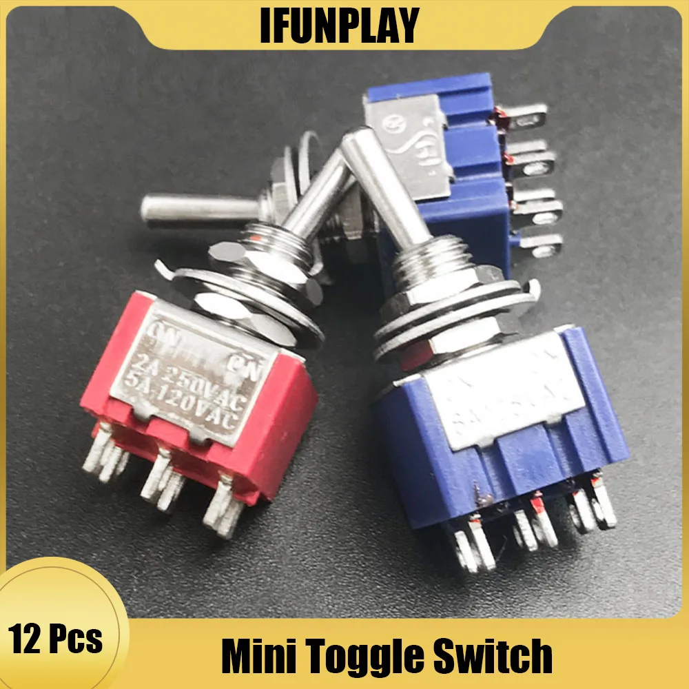 12PcsMini2WayToggleSwitchElectricGuitarBassSwitch6PinGuitar