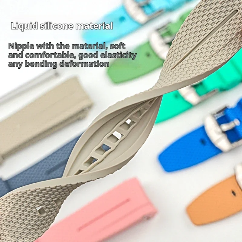 Curved End Silicone Quick Release Watch Band - 20mm Rubber Strap