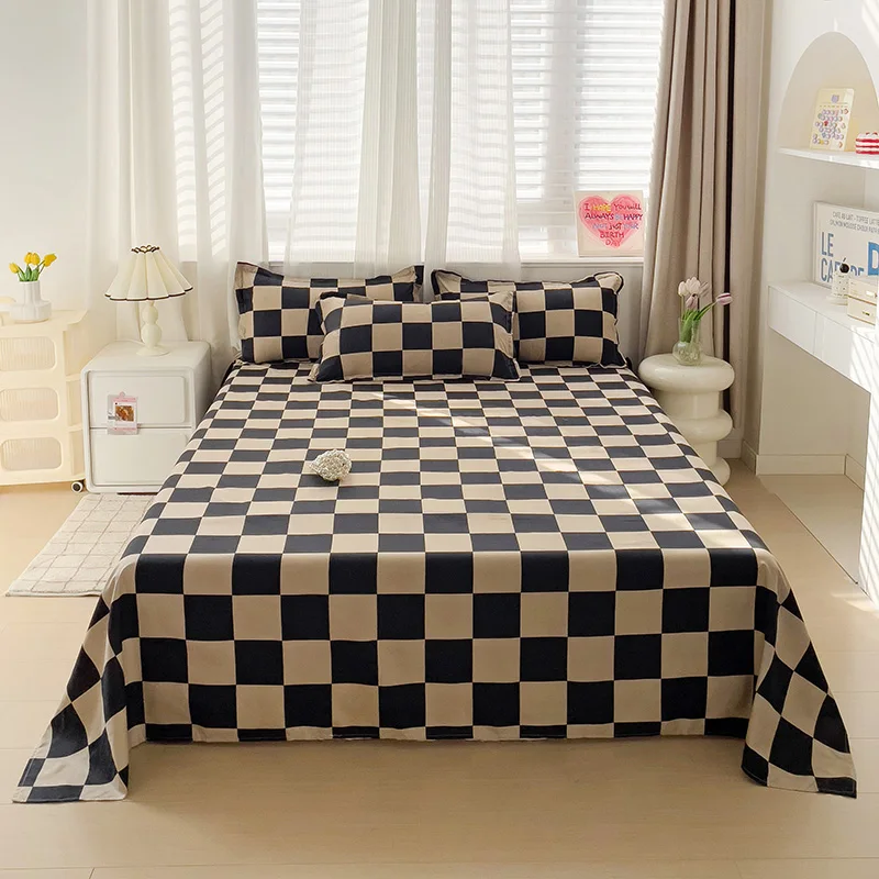 Bed Sheets Flat Printing Skin-friendly Washed Mattress Cover Comfortable Bedspread Twin Queen Full Size Durable Nordic Style 2