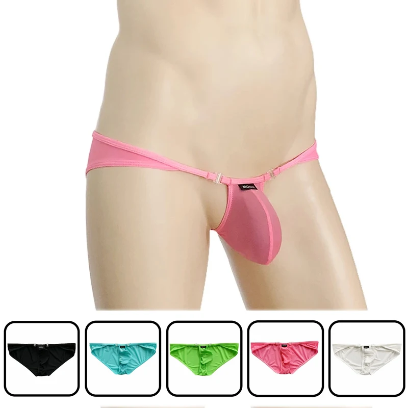 

ice silk transparent men's briefs Low waist pouch men's briefs thin sexy briefs with Detachable button mens sexy underwear