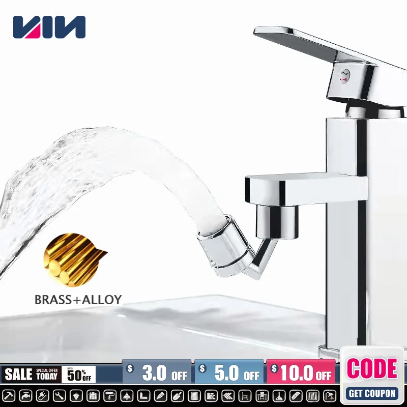 Metal 720&deg; Rotatable Universal Splash Filter Faucet Sprayer Head Kitchen Bathroom Tap Extender Adapter Foam Nozzle Brass Alloy