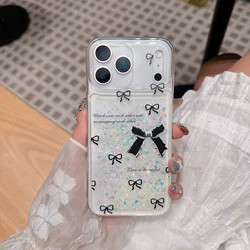 Noctilucent Quicksand Glitter Flowers Phone Case with Bling Diamond Epoxy Cover - iPhone 15 (Black butterfly)