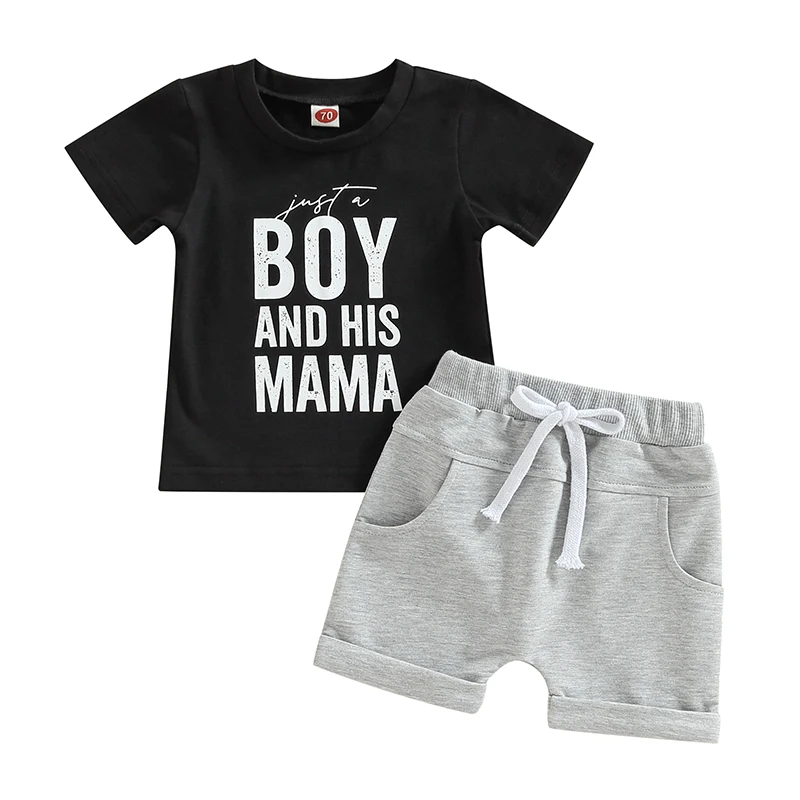 Pudcoco Infant Newborn Baby Boys Summer Clothes Outfits Letter Crew