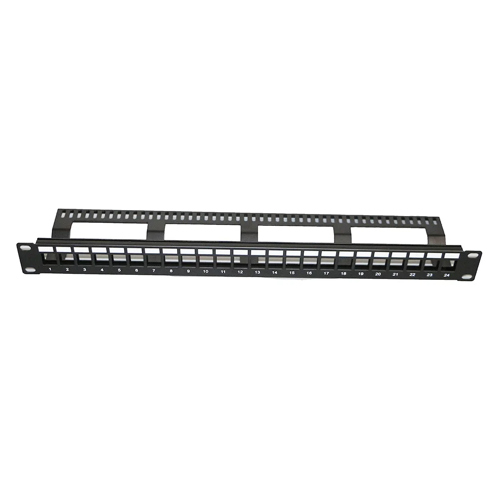 24 Port Blank Network Patch Panel Rack Mounted 19 Inch Empty 1U cable management for Cat 5e Cat 6 keystone jack modular