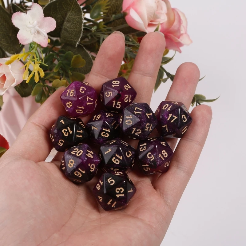 10 Piezas De Acrílico D10 Caras Para Juegos Portátiles , Negro Hugo Dados Poliedricos