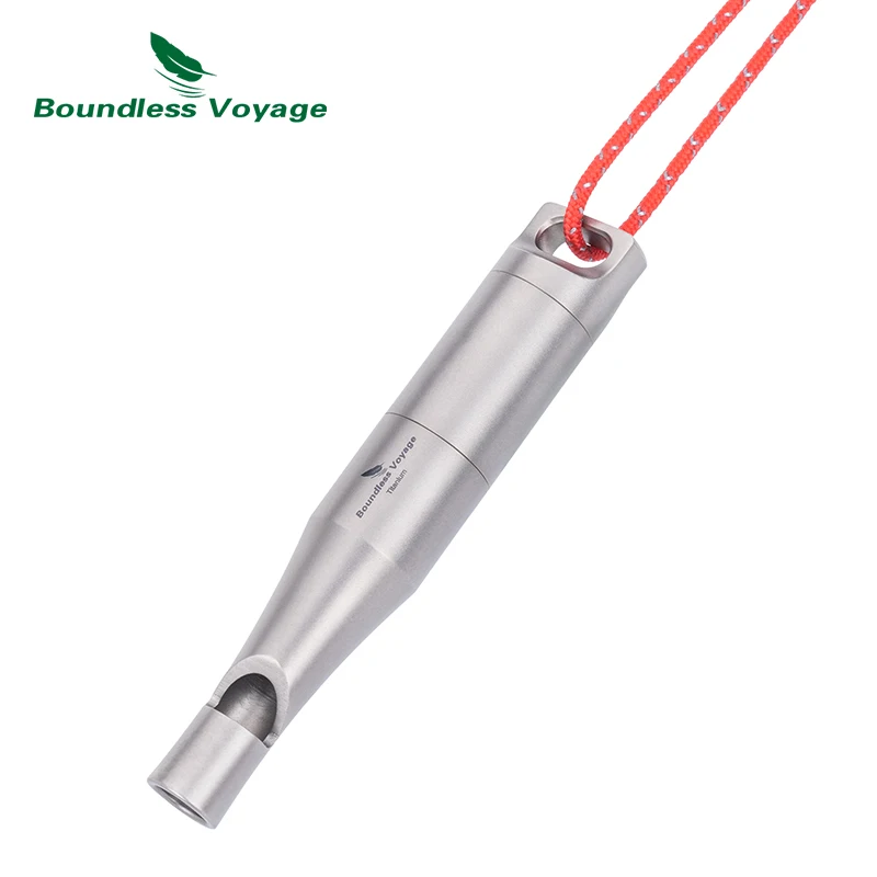 Boundless Voyage Titanium Whistle Emergency Survival Safety Whistles with Metal Pocket Pill Box Signaling Tool