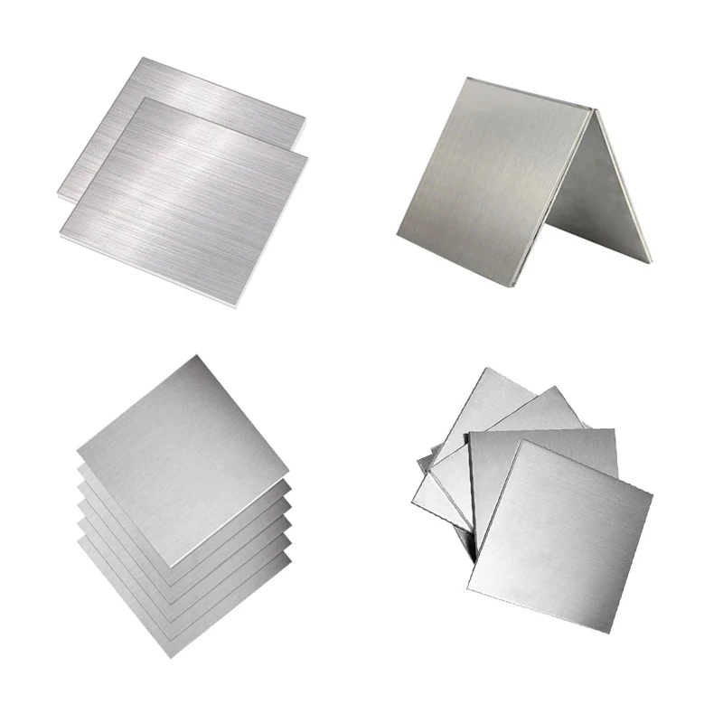Premium Polished 304 Stainless Steel Square Sheet Plate - Brushed Metal Finish, Various Thicknesses and Sizes Available