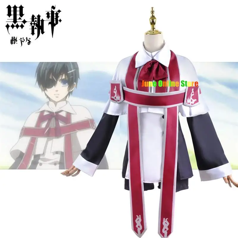 

Ciel Phantomhive Smile Cosplay Costume Anime Black Butler Kuroshitsuji Church Choir Adult Halloween Loli Uniform Suit Wig
