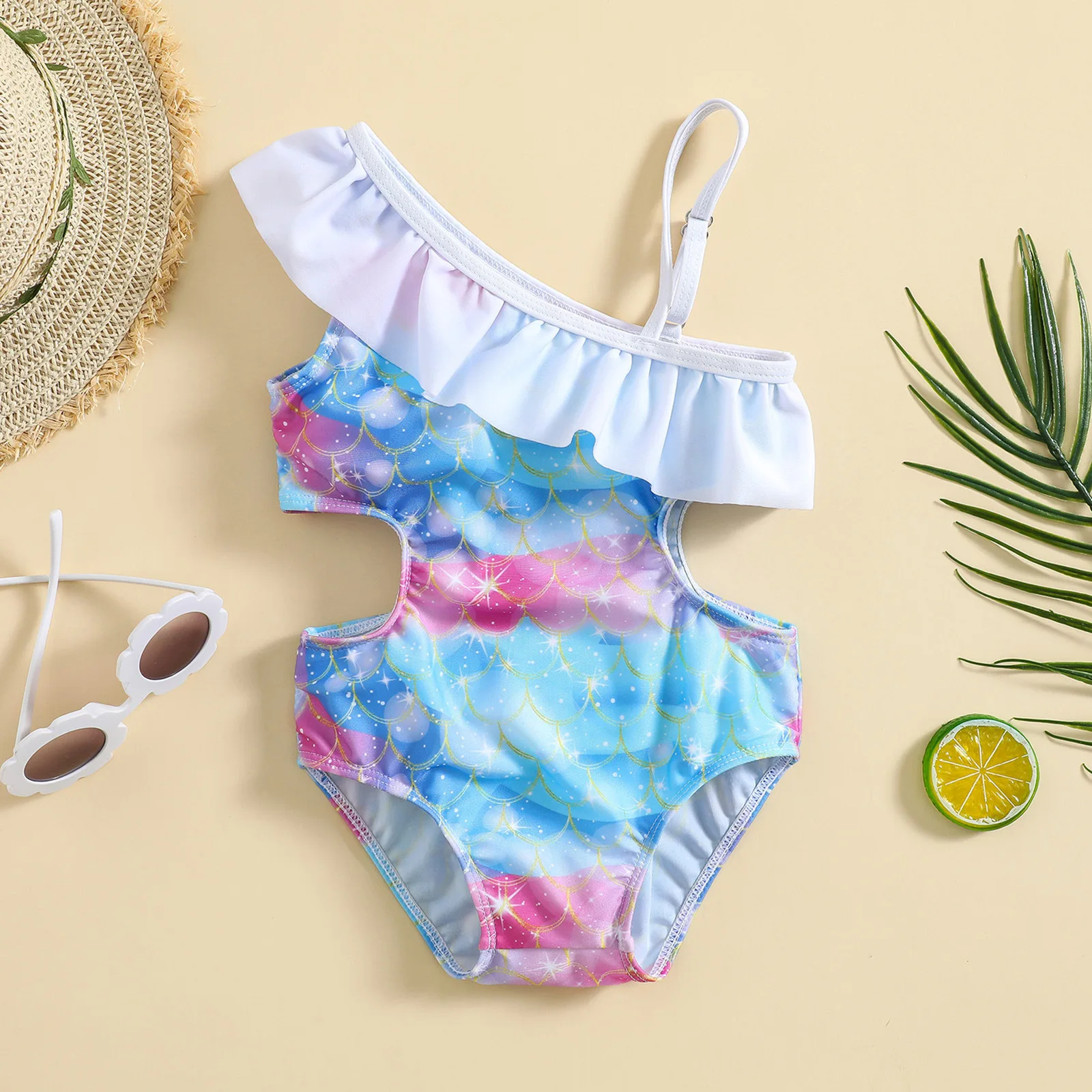 

Baby Girls Swimwear Ruffle Mermaid Children Swimsuit One Piece Girls Swimsuit Kid girls Bathing suit Beach wear Swimming outfit