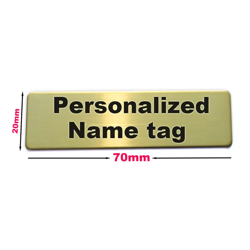 70x20MM Customizable Brooches Pin Personalized Engraved Your Text Logo Business ID Plate Steel Metal Tag Customized Name Badges