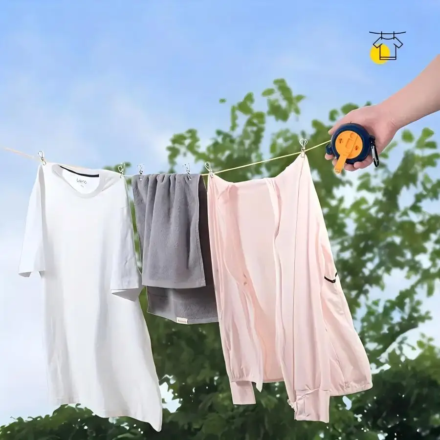 Portable Travel Clothesline 32.8ft Retractable Clothesline Camping Clothes Line Clothes Lines for Hanging Outside camping clothesline rope
