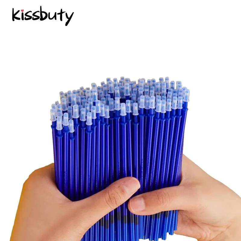 100 개/대 Office Signature Shool 젤 펜 리필 막대 매직 지울 수있는 펜 리필 액세서리 0.5mm 블루 블랙 잉크 쓰기 도구