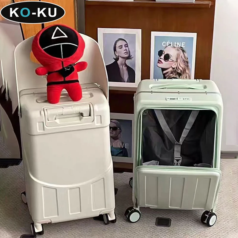 KO-KU 2025 New Children Suitcase Aluminium Frame 22 inch Carry on Suitcase Kids can sit and ride Luggage travel suitcase