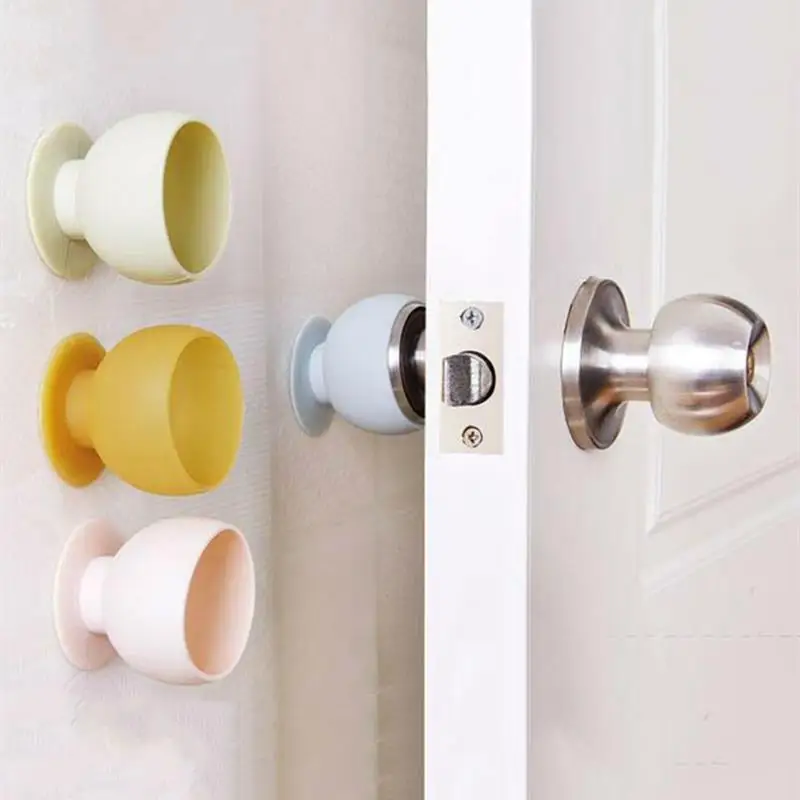 Cup Type Door Knob Dust Covers Round Rubber Wall Protector Door Handle Bumper Guard Stopper Baby Safety Supplies Crash Pad