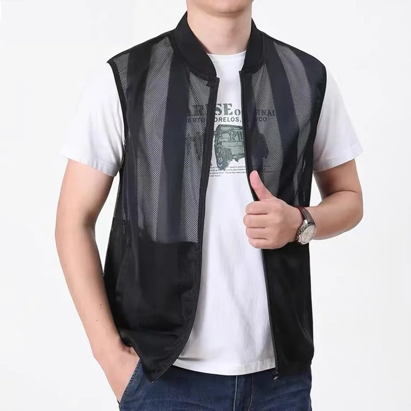Military Vest Sports Camping Cardigan Men's Clothing Motorcyclist Fishing Wear Mesh Fashionable Bigsize Elegant