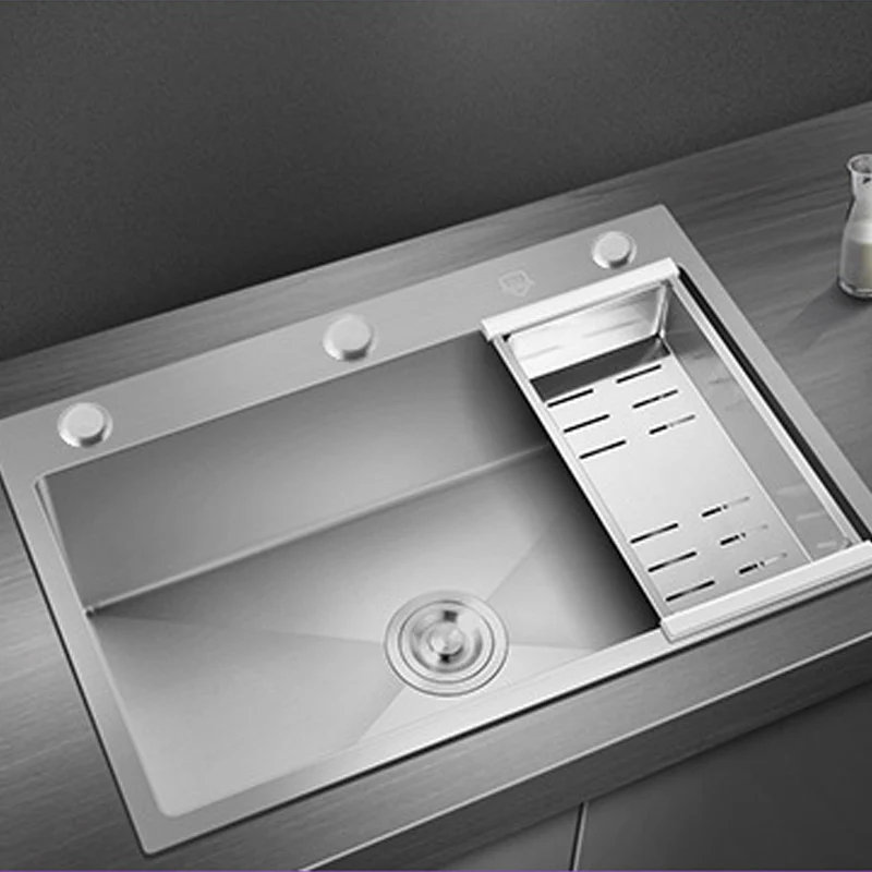 Silver Kitchen Sink 304 Stainless Steel sinks Above Counter or Undermount Installation Single Basin Bar Sink Washing Basin