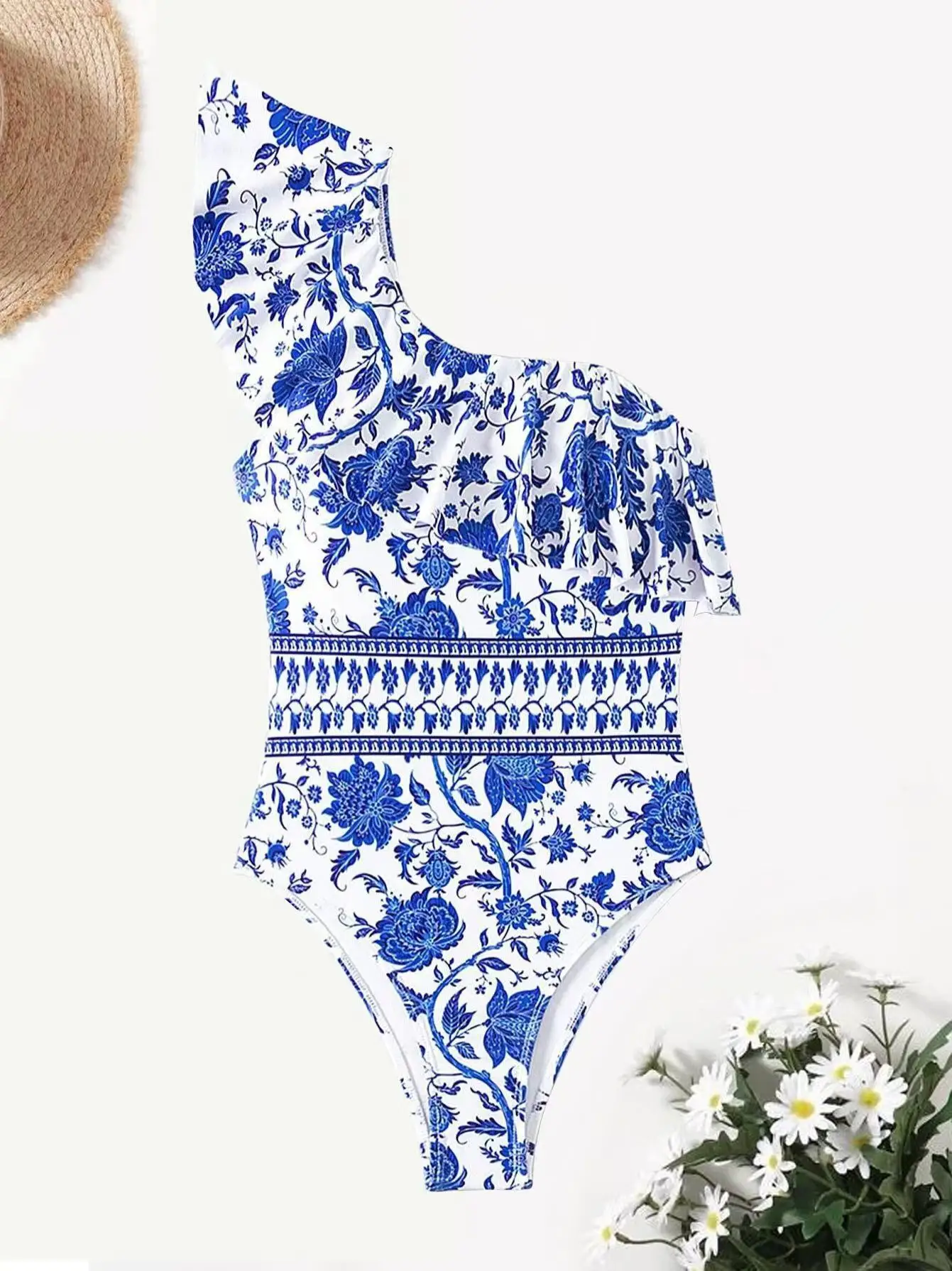 2026 Neuer One-Shoulder-Badeanzug in Pink, Damen-Einteiler, Strandmode für Frauen, Sommer, Koreanischer Badeanzug-Stil – Detail 11