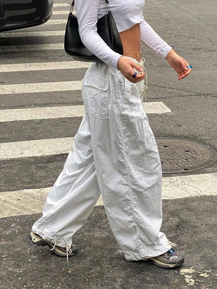 Drawstring Baggy Cargo Pants, Baggy Cargo Pants Streetwear