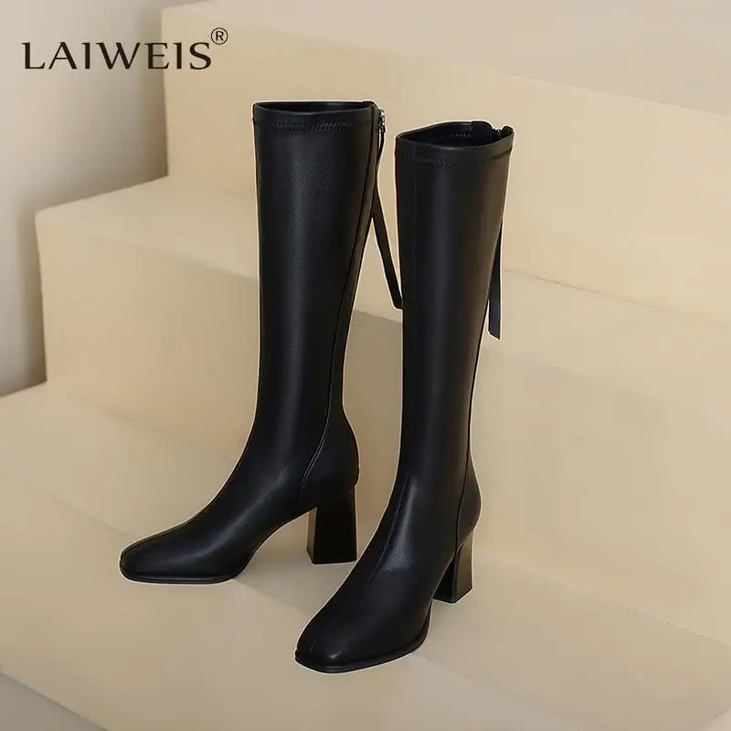 LAIWEIS Брендовые дизайнерские рыцарские сапоги на высоком каблуке, увеличенные сапоги 2023, новинка осень-зима плюс бархатные ботинки Martin, роскошные женские сапоги, бесплатная доставка