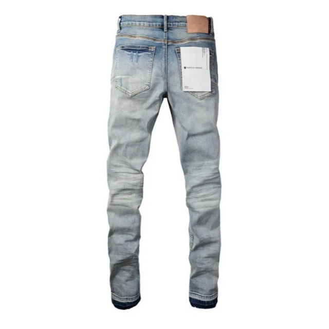 New Fashion Purple jeans man with distressed hole patches Fashion Repair Low Rise Skinny Denim pants 28-40 size - Image 3