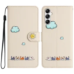 Kawaii Cat Leather Wallet Flip Phone Case & Cover for Samsung S21 Plus (Beige)