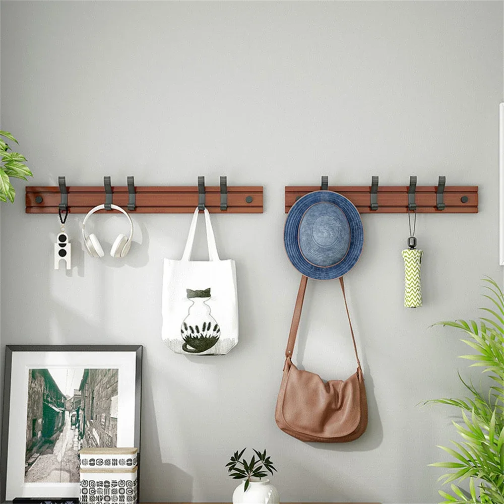 Wall Mounted Coat Rack Moveis Hooks Clothing Hanger Space Saving Coat Rack Hat Holder Bamboo Shelf Perchero Library Furniture