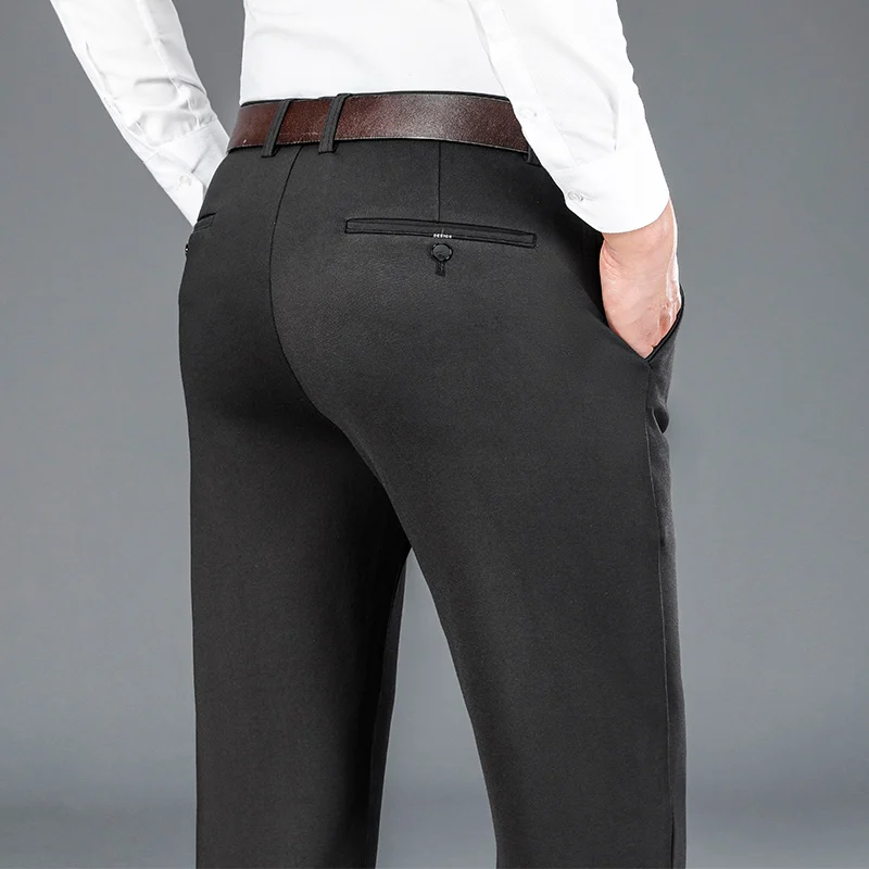 Men's casual suit pants spring and autumn 2024 straight leg elastic non ironing middle-aged and elderly business pants