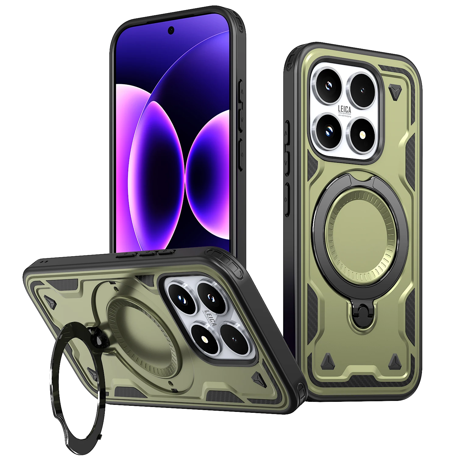 Premium Shockproof Rotating Magnetic Stand Phone Case with Armor Tough Protection