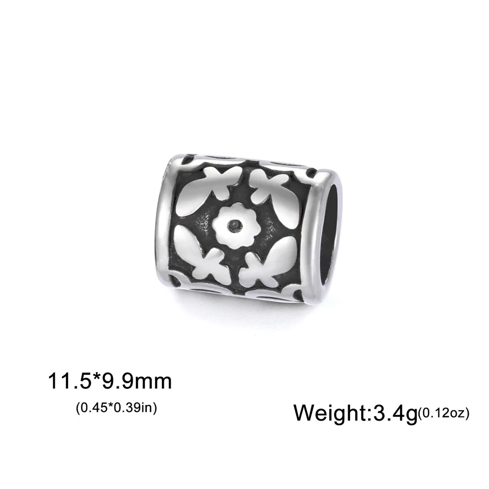 Set of 5 Vintage-Style Stainless Steel Charms