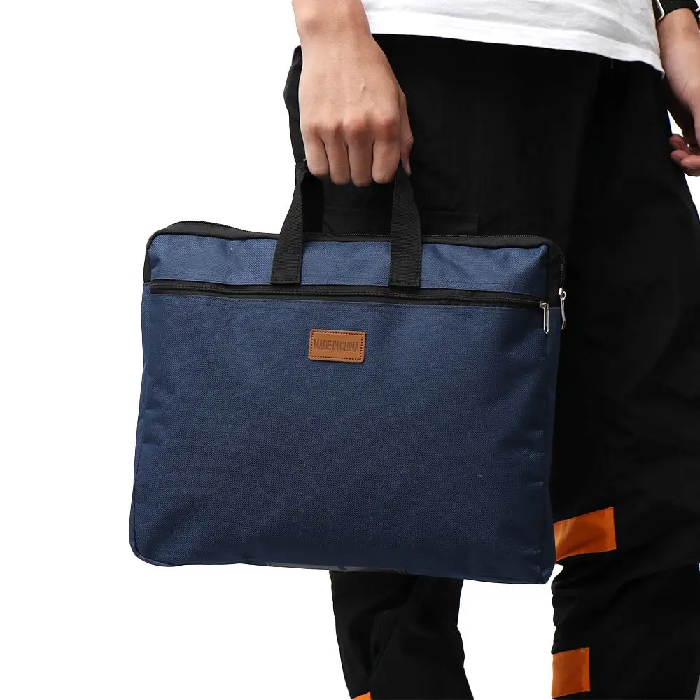 Durable Large Capacity Files Bag Double Layers A4 Document Bag File Folder Holder With Handle Canvas Business Documents Handbag