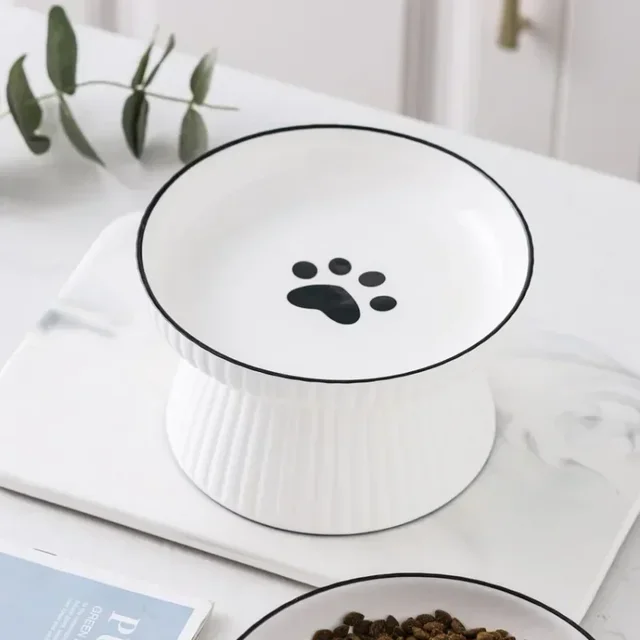 Cute Pet Bowl Cartoon Pet Feeder High-foot Single Mouth Skidproof Ceramic Dog Cat Food Bowls Pets Drinking Feeding Container 6