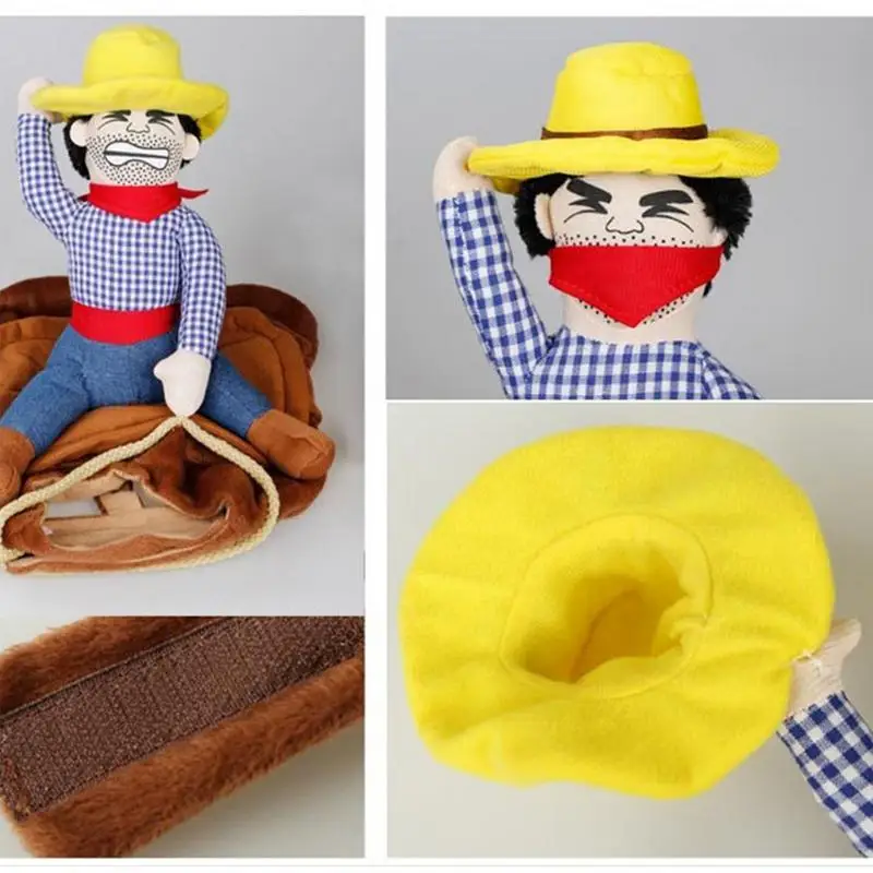 Cowboy Saddle Dog Costume Funny Dog Christmas Costume Creative Cowboy Pet Cat Clothes for Medium