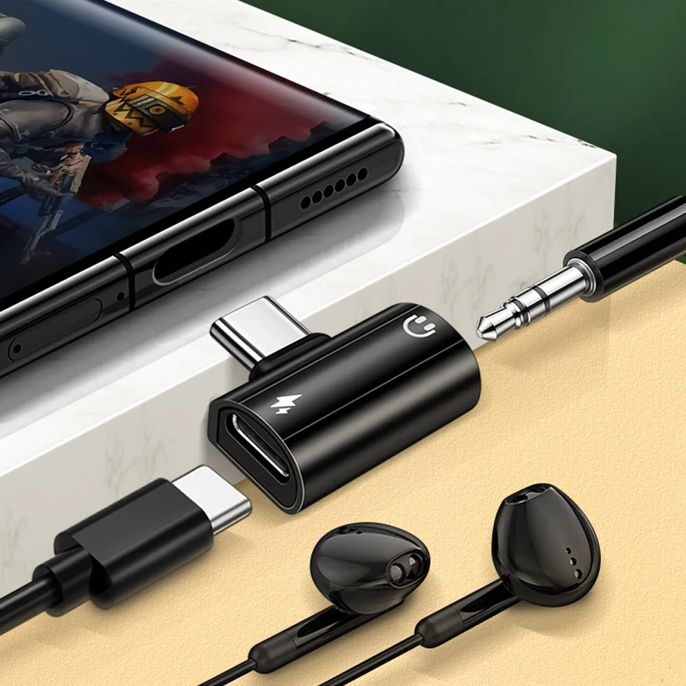 2 in 1 OTG USB Type C to USB C 3.5mm Jack AUX Audio Headphone Adapter PD 60W Fast Charging For Samsung iPhone 15 Huawei Xiaomi otg adapter