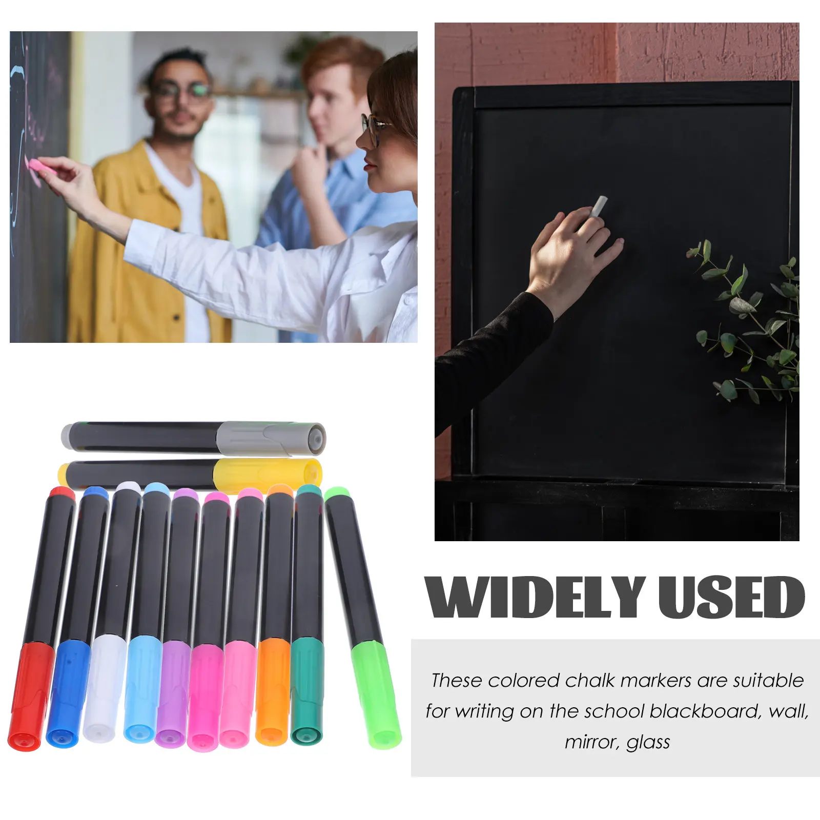 12Pcs 네온 액체 분필 마커 화이트 보드 유리 아크릴 보드 거울 용 쉬운 그립 편안한 쓰기 칠판 펜