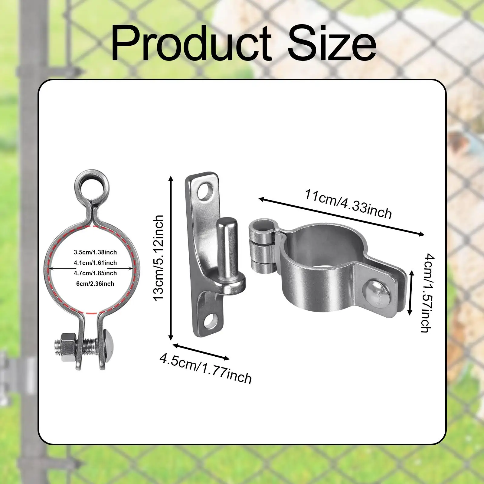 Gate Hinges Gate Post Hinge Chain Link Fence Thick,Sturdy,Hardware,Heavy Duty Parts Fence Post Stainless Steel Wall Mount