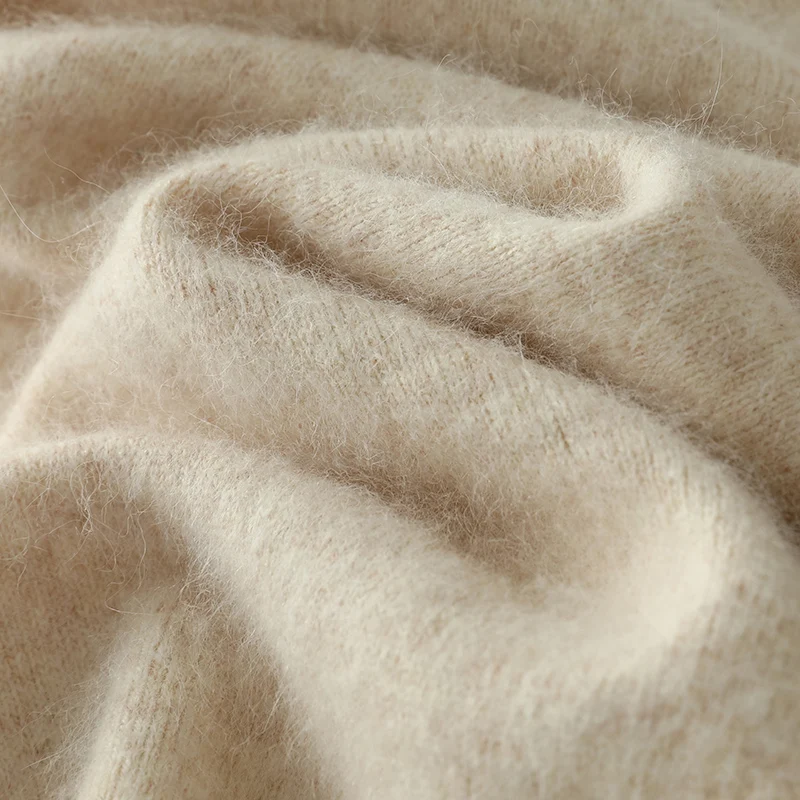 Winter New Long Sleeve High-End Jumpers Tops 100% Pure Mink Cashmere Sweater Men's V-Neck Pullovers Knit Large Size Mink Sweater 6