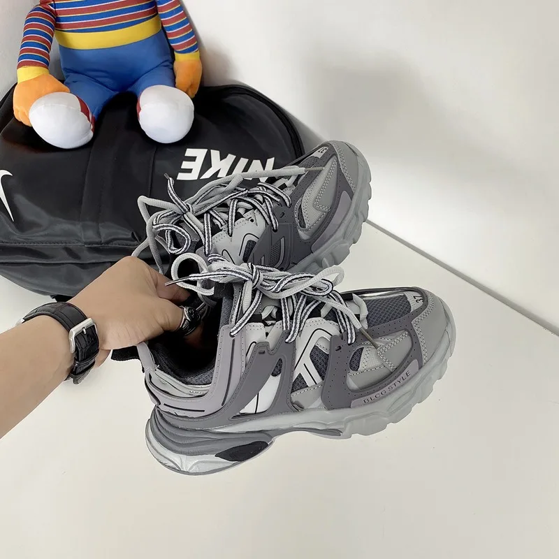 Chunky Running Shoes for Women 2024 Autumn Fashion Lace Up Jogging Trainers Couple Platform Tennis Shoes Zapatillas De Mujer 3