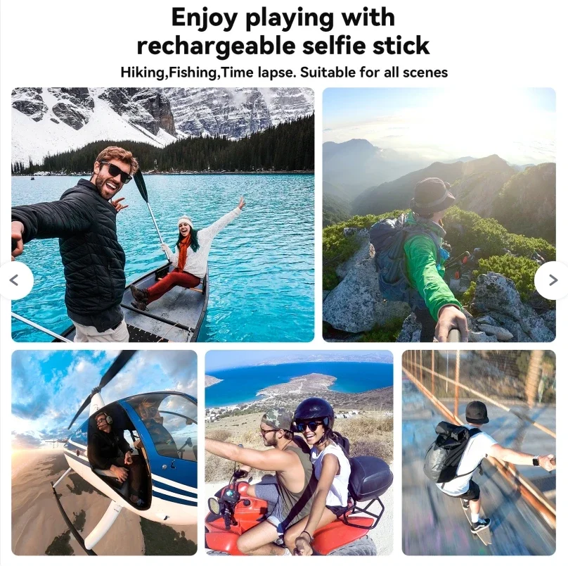 TELESIN Rechargeable Grip Selfie Stick for Phone Gopro Hero 13 12 11 10 9 DJI OSMO Action 5 4 3 High-Capacity Battery Handgrip phone stabilizer selfie stick
