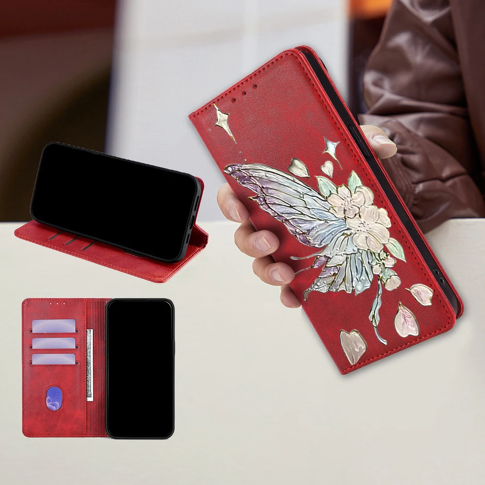 Butterfly Painting Pattern Phone Case with Flip Cover