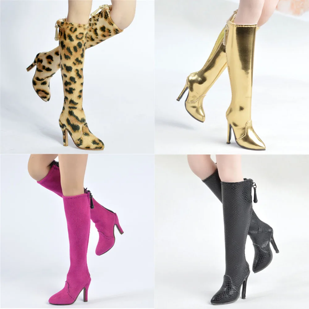 

In Stock 1/6 Scale Female Soldier Boots Beauty Knee High Boots High Heels Zipper Long Boots For 12" Action Figure Body Toys
